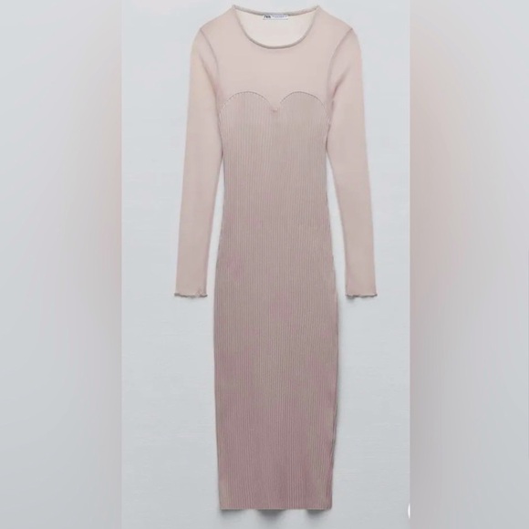 New Zara tulle rib knit dress - Picture 6 of 13